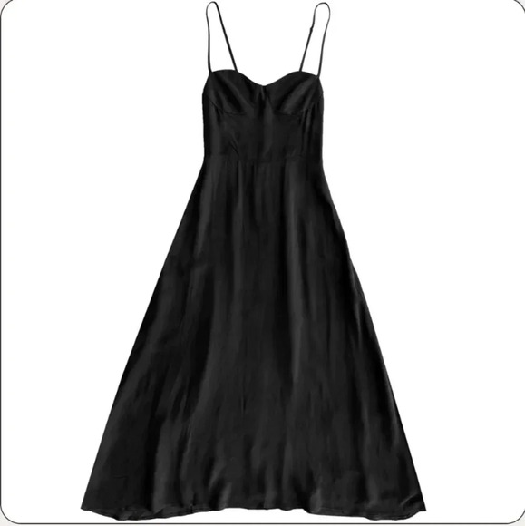 Ali Golden Dress Fitted Bodice Black Georgette Midi Large - Picture 4 of 10